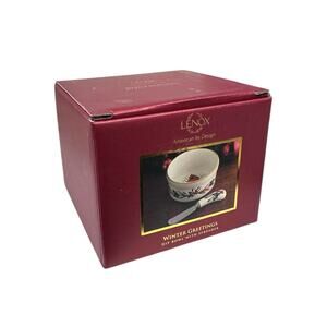 Lenox Winter Greetings Dip Bowl with Spreader New! Holly and Cardinal